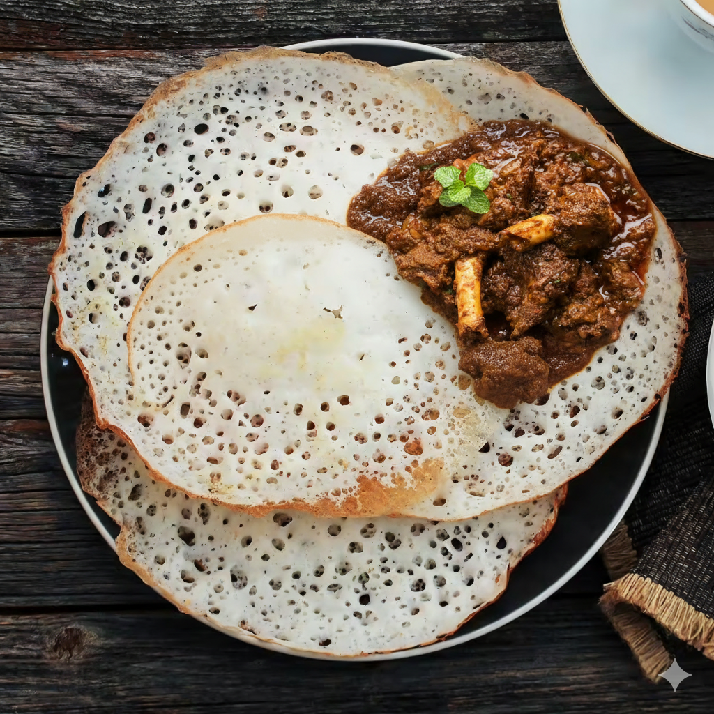4 Appam + Mutton Korma
