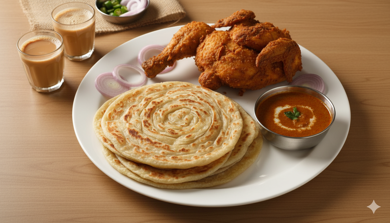 10 Pcs Porotta with full Chicken fry and Gravy